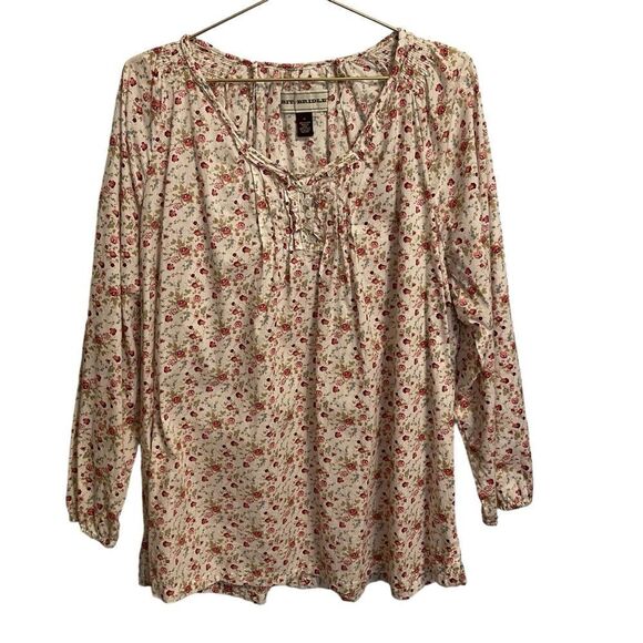 Brit & Bridle Long Sleeve Floral Blouse Size 2X - Picture 1 of 8